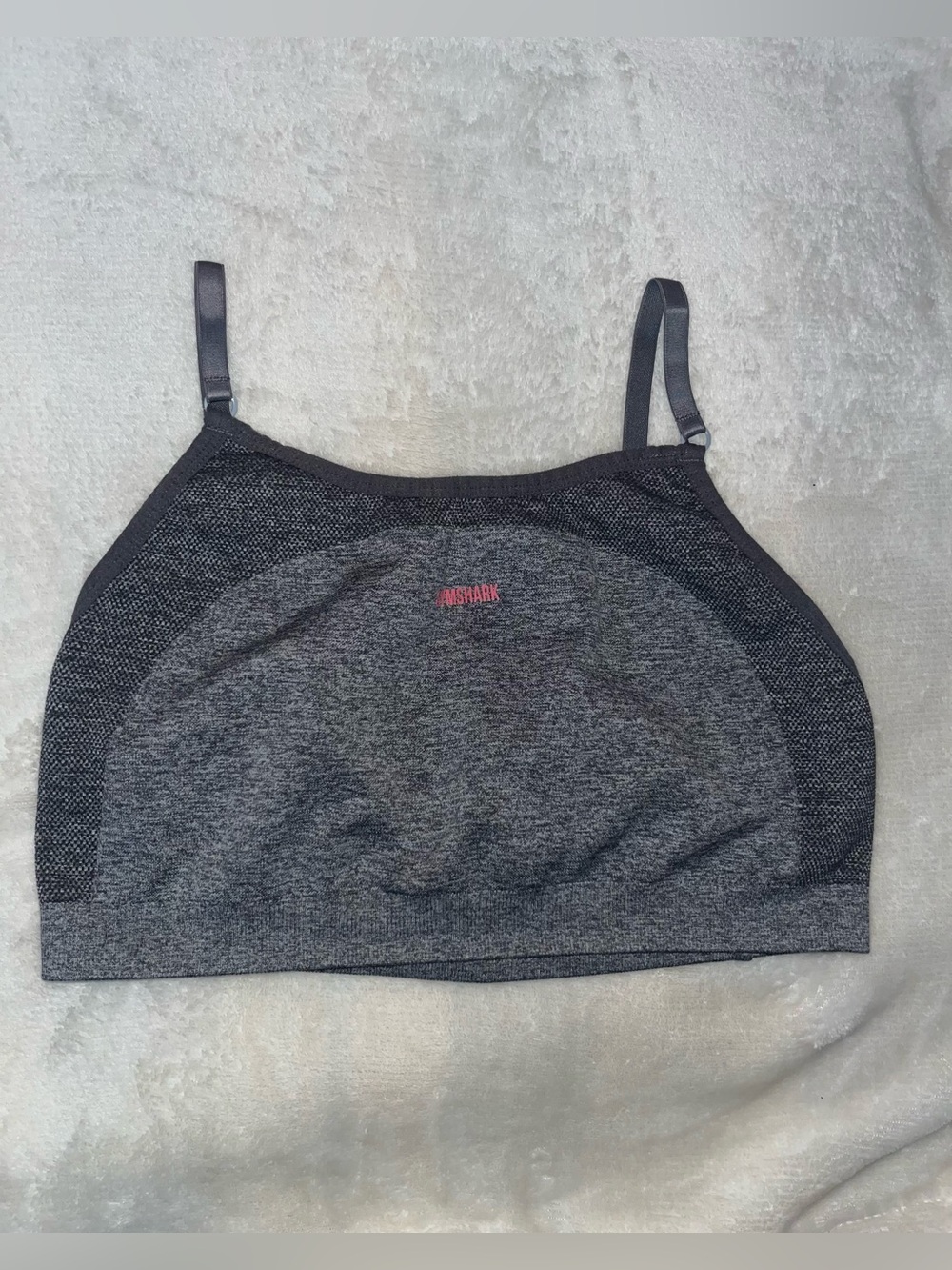 🦈 GUC Gymshark Flex Strappy Sports Bra - Charcoal Marl/Pink - Sz Large